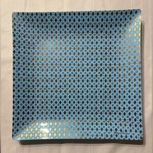 Mid Century Georges Briard Tiffany Blue Diamond Pattern Square Serving Tray